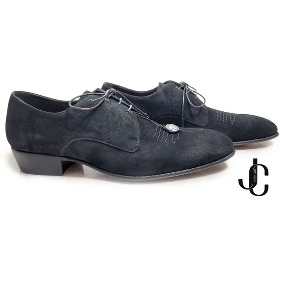 Jimmy Choo Jackson Black Suede Derby Shoes Size EU 44 US 11
